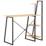 Bureau avec étagère Noir et chêne 102x50x117 cm – Image 3