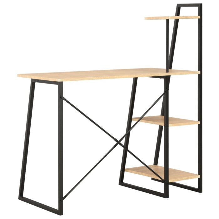 Bureau avec étagère Noir et chêne 102x50x117 cm – Image 3