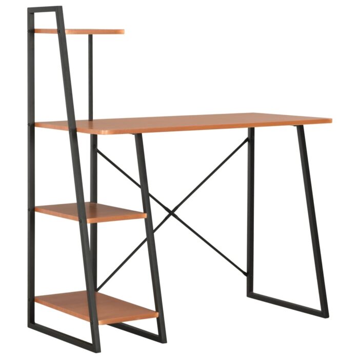 Bureau avec étagère Noir et marron 102x50x117 cm – Image 1
