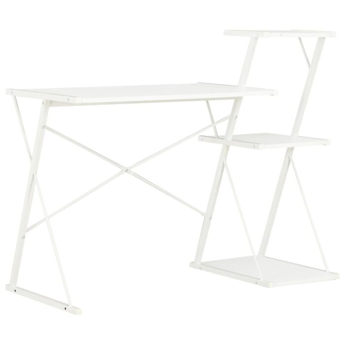 Bureau avec étagère Blanc 116x50x93 cm – Image 1