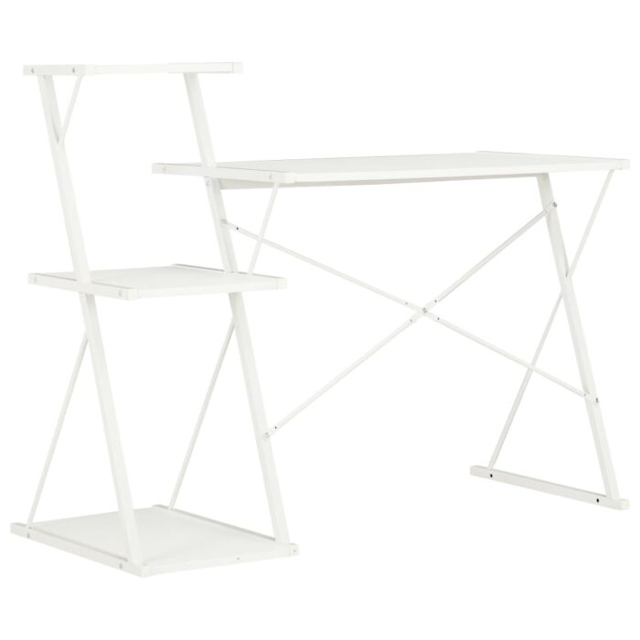 Bureau avec étagère Blanc 116x50x93 cm – Image 3