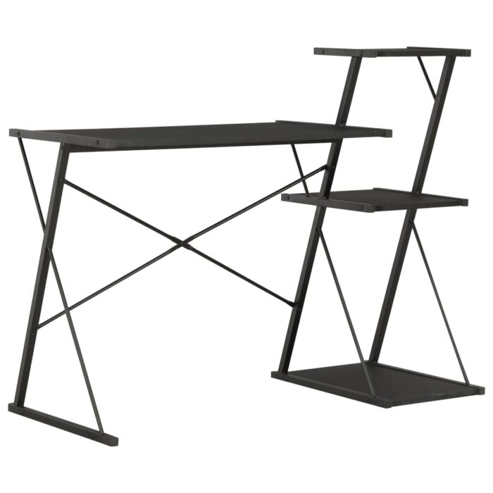 Bureau avec étagère Noir 116x50x93 cm – Image 1