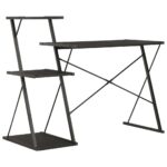 Bureau avec étagère Noir 116x50x93 cm – Image 3