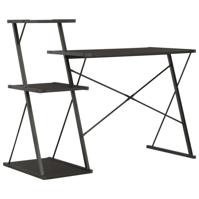Bureau avec étagère Noir 116x50x93 cm – Image 3