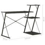 Bureau avec étagère Noir 116x50x93 cm – Image 6
