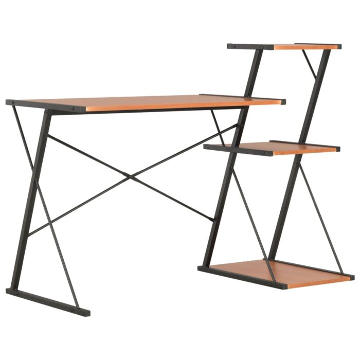 VXL8719883734408_a_en_hd_1.jpg Bureau avec étagère Noir et marron 116x50x93 cm – Image 1