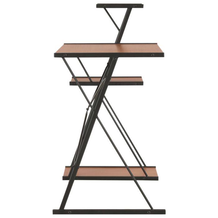 Bureau avec étagère Noir et marron 116x50x93 cm – Image 2