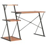 Bureau avec étagère Noir et marron 116x50x93 cm – Image 3