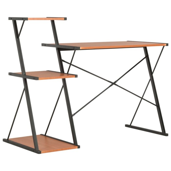 Bureau avec étagère Noir et marron 116x50x93 cm – Image 3