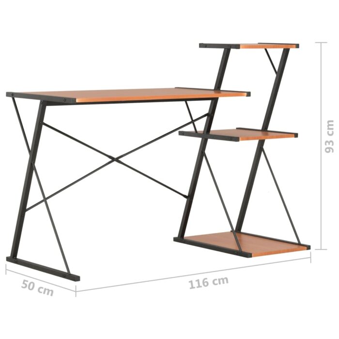Bureau avec étagère Noir et marron 116x50x93 cm – Image 6