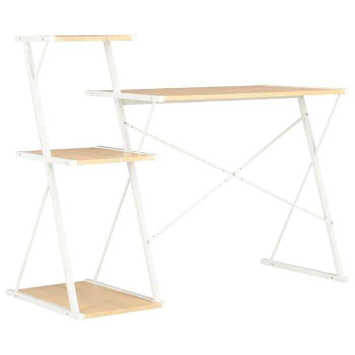 Bureau avec étagère Blanc et chêne 116x50x93 cm – Image 3