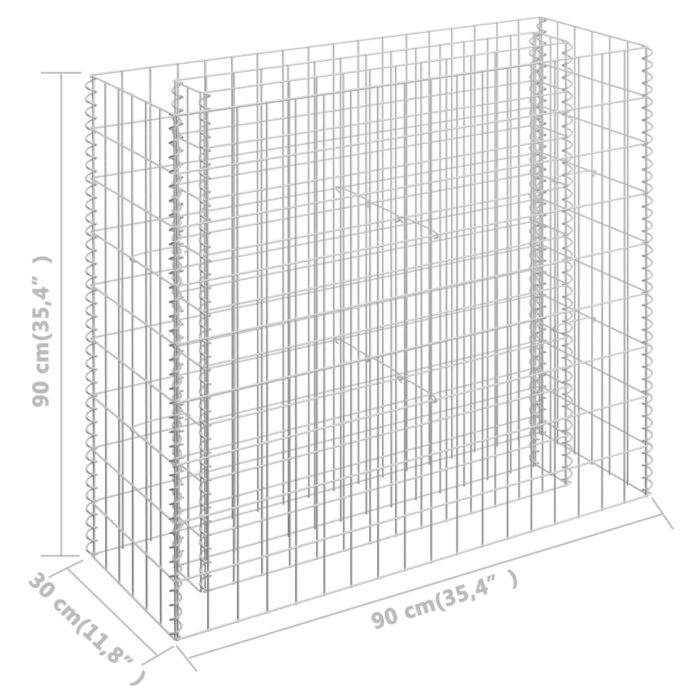 Lit surélevé à gabion Acier galvanisé 90x30x90 cm – Image 5