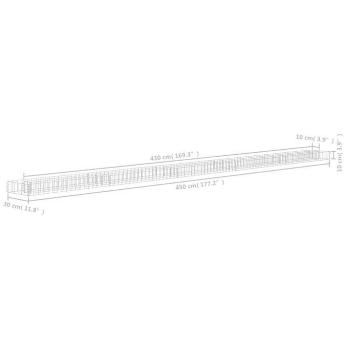 Lit surélevé à gabion Acier galvanisé 450x30x10 cm – Image 4