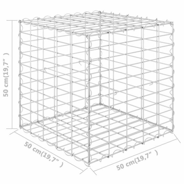 Lit surélevé cube à gabion Fil d'acier 50x50x50 cm – Image 3