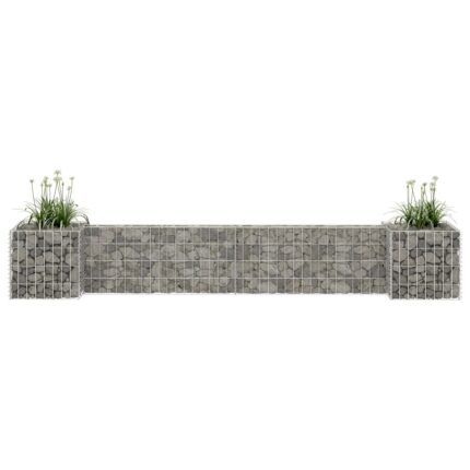 Jardinière à gabion en H Fil d'acier 260x40x40 cm