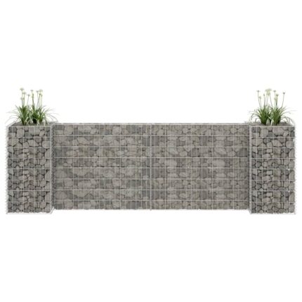 Jardinière à gabion en H Fil d'acier 260x40x80 cm