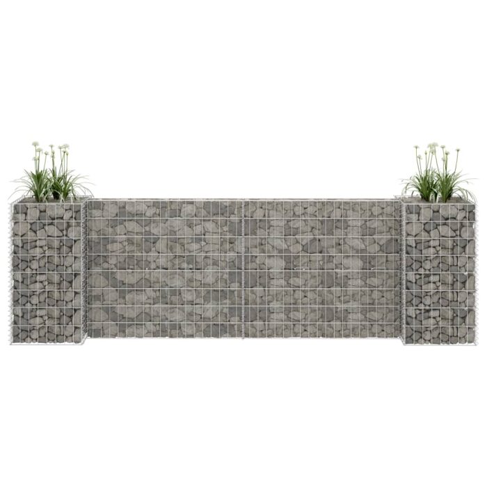 Jardinière à gabion en H Fil d'acier 260x40x80 cm – Image 1