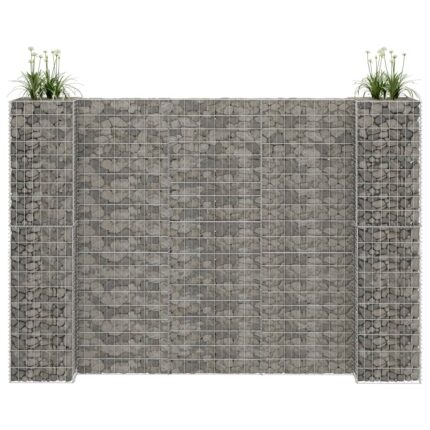 Jardinière à gabion en H Fil d'acier 260x40x180 cm