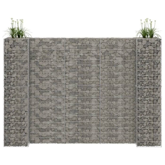 Jardinière à gabion en H Fil d'acier 260x40x180 cm – Image 1