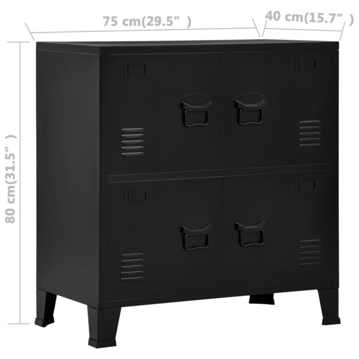 Coffre de rangement industriel Noir 75x40x80 cm Acier – Image 6
