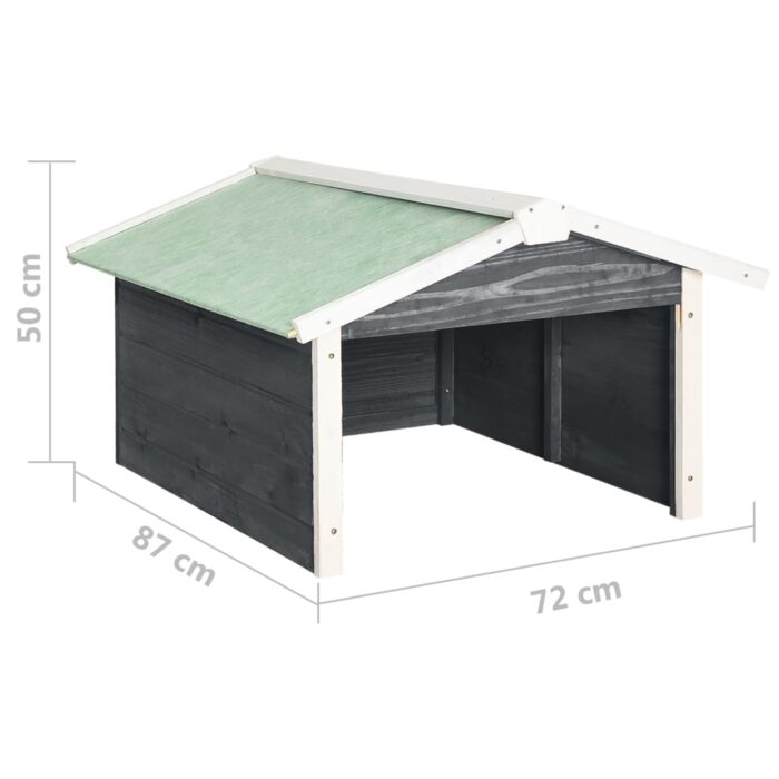 Garage de tondeuse à gazon 72x87x50 cm Gris et blanc Sapin – Image 7