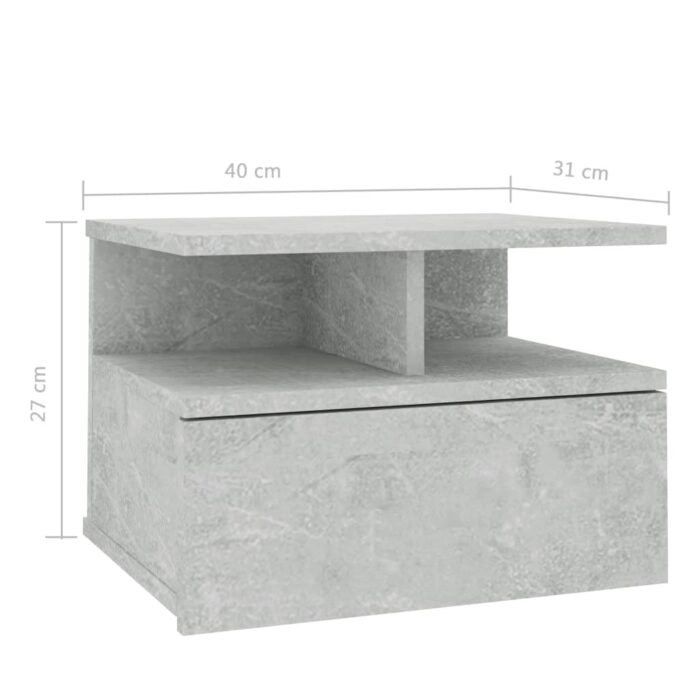 Tables de chevet flottantes 2 pcs Gris béton Bois d'ingénierie – Image 5