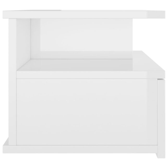 Tables de chevet flottantes 2pcs Blanc brillant Bois ingénierie – Image 3