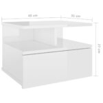 Tables de chevet flottantes 2pcs Blanc brillant Bois ingénierie – Image 5