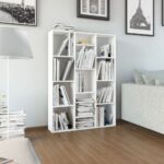 Séparateur de pièce/Bibliothèque blanc brillant Bois ingénierie