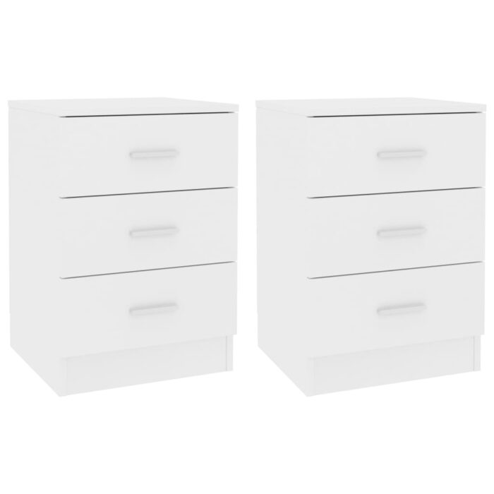 Tables de chevet 2 pcs Blanc 38x35x56 cm Bois d'ingénierie – Image 1