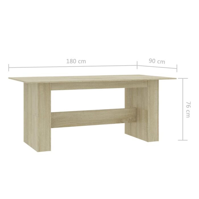 Table à manger Chêne sonoma 180x90x76 cm Bois d’ingénierie – Image 5