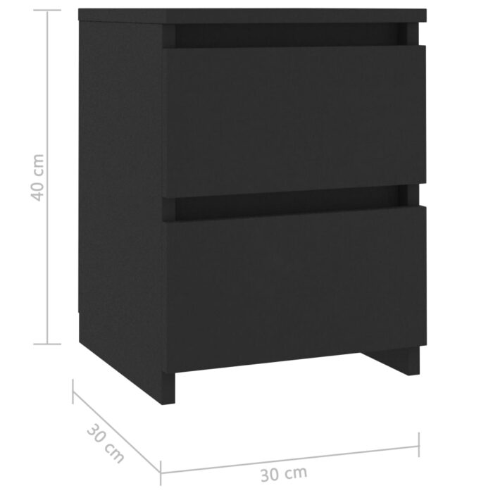 Table de chevet Noir 30x30x40 cm Bois d'ingénierie – Image 4