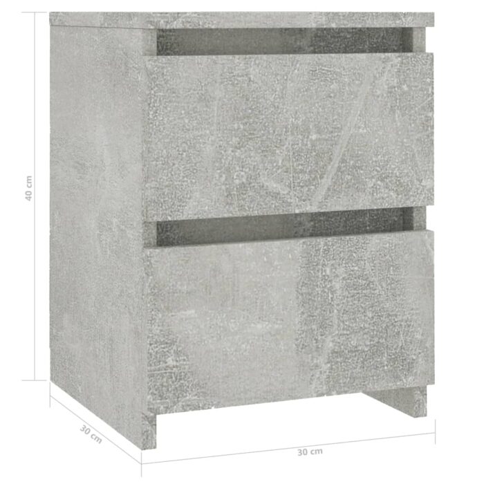 Table de chevet Gris béton 30x30x40 cm Bois d’ingénierie – Image 4