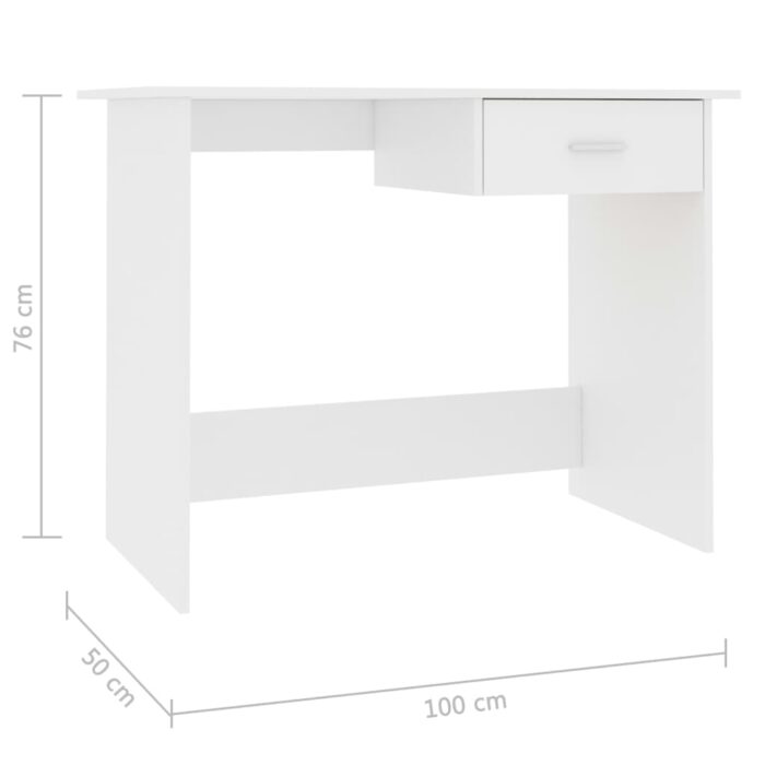 Bureau Blanc 100 x 50 x 76 cm Bois d'ingénierie – Image 4