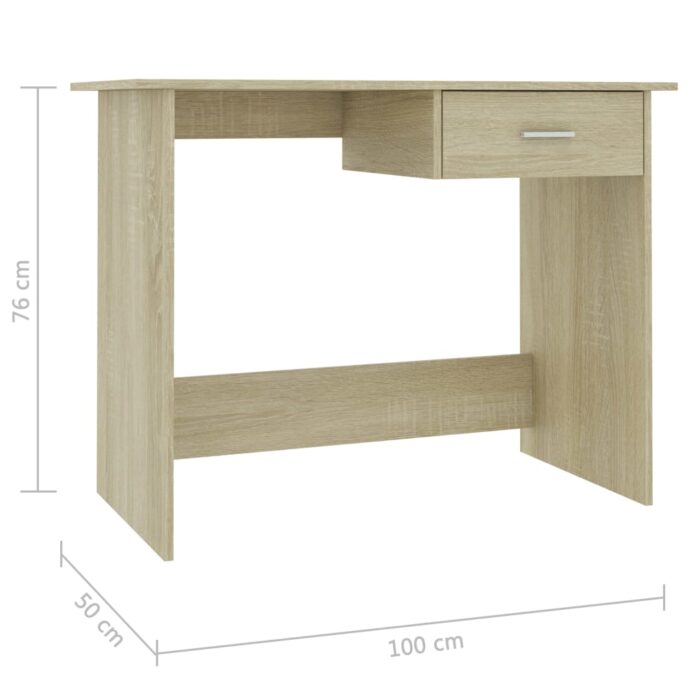 Bureau Chêne sonoma 100x50x76 cm Bois d’ingénierie – Image 4