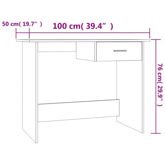 Bureau Chêne sonoma 100x50x76 cm Bois d’ingénierie – Image 5