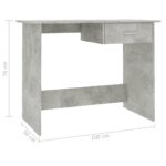 Bureau Gris béton 100x50x76 cm Bois d’ingénierie – Image 4