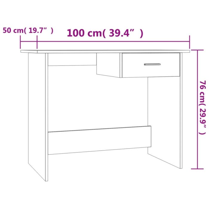 Bureau Gris béton 100x50x76 cm Bois d’ingénierie – Image 5