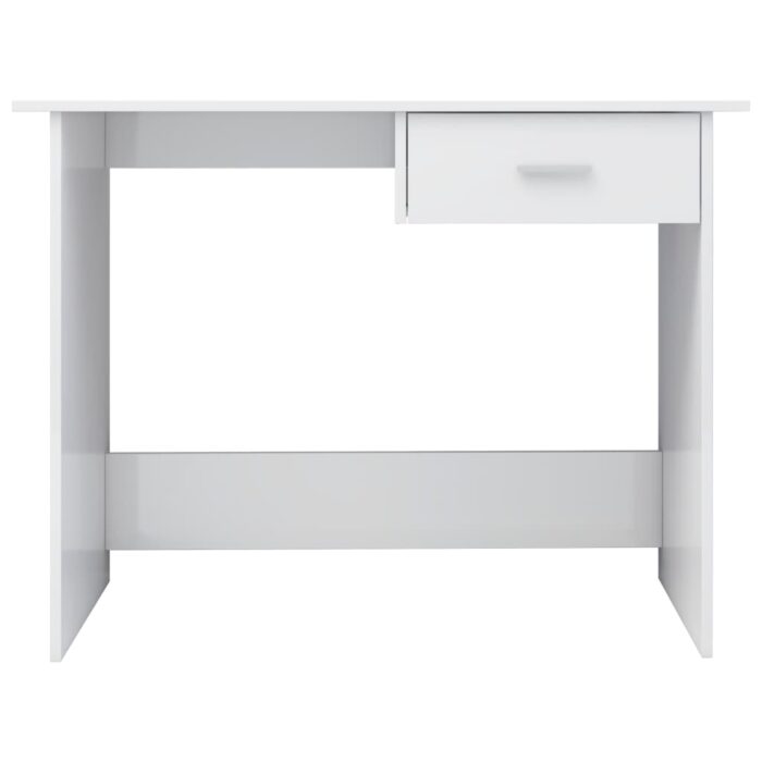 Bureau Blanc brillant 100x50x76 cm Bois d’ingénierie – Image 2