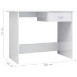 Bureau Blanc brillant 100x50x76 cm Bois d’ingénierie – Image 4