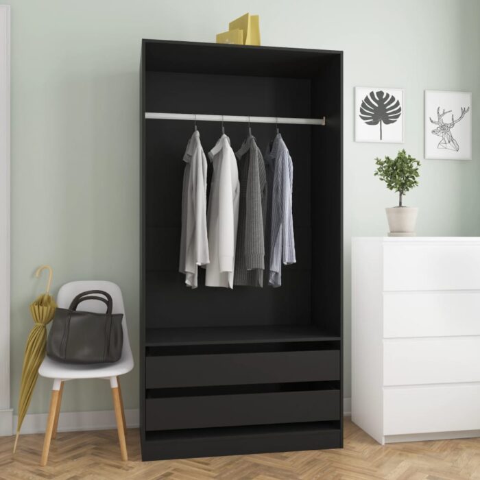 VXL8719883740010_m_en_hd_1.jpg Garde-robe Noir 100x50x200 cm Bois d'ingénierie – Image 1