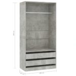Garde-robe Gris béton 100x50x200 cm Bois d'ingénierie – Image 4