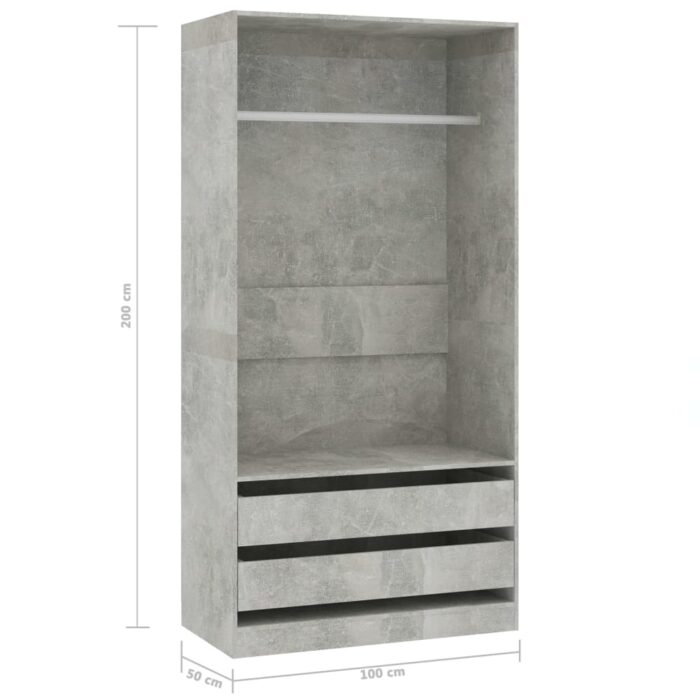 Garde-robe Gris béton 100x50x200 cm Bois d'ingénierie – Image 4