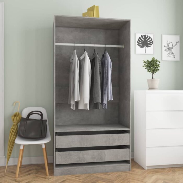 Garde-robe Gris béton 100x50x200 cm Bois d'ingénierie – Image 1