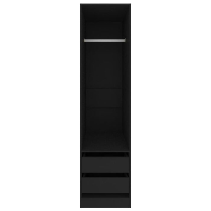 Garde-robe avec tiroirs Noir 50x50x200 cm Bois d'ingénierie – Image 2