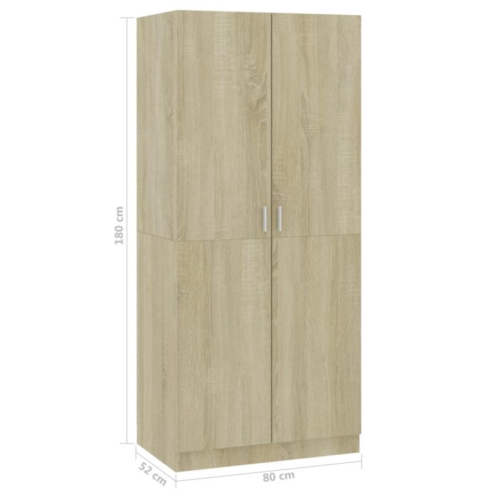 Garde-robe Chêne sonoma 80x52x180 cm Bois d’ingénierie – Image 6