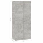 Garde-robe Gris béton 80x52x180 cm Bois d’ingénierie – Image 6