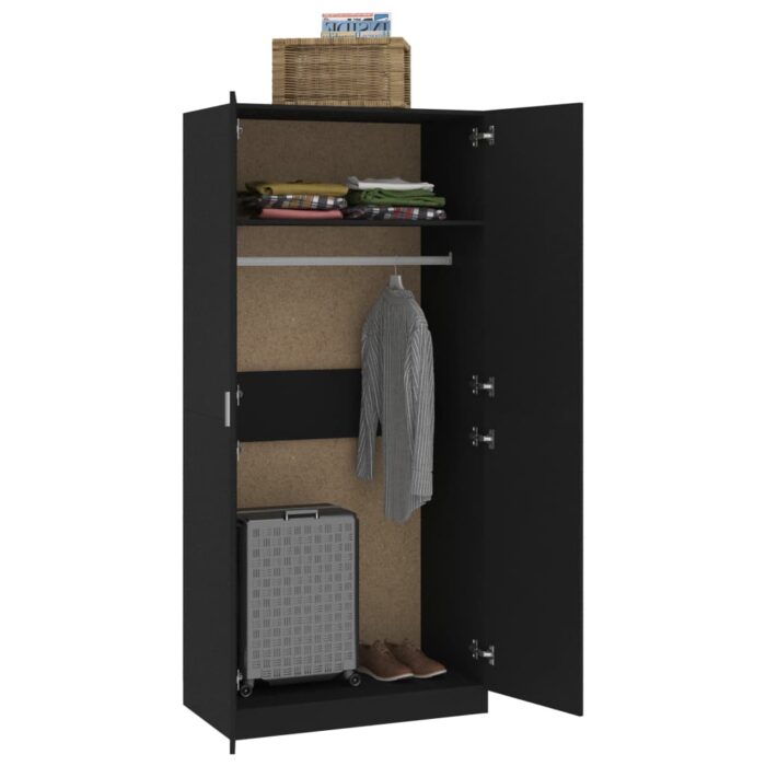 Garde-robe Noir 90x52x200 cm Bois d’ingénierie – Image 2