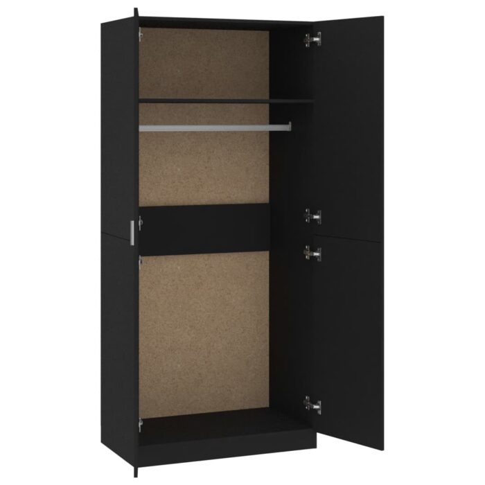 Garde-robe Noir 90x52x200 cm Bois d’ingénierie – Image 3