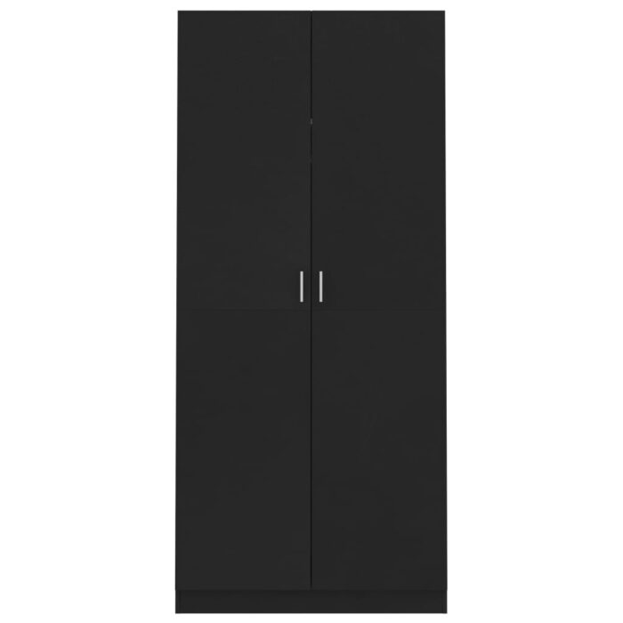 Garde-robe Noir 90x52x200 cm Bois d’ingénierie – Image 4